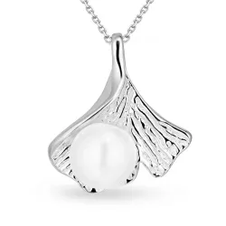 blad parel ketting in zilver met hanger in zilver