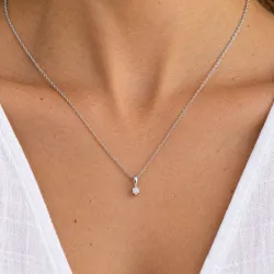 0,10 ct lab grown diamant solitaire hanger in zilver