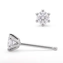 2 x 0,05 ct solitaire oorbel in zilver met lab grown diamant (HPHT) 