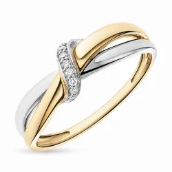 diamant ring in 14 karaat goud-en witgoud 0,03 ct