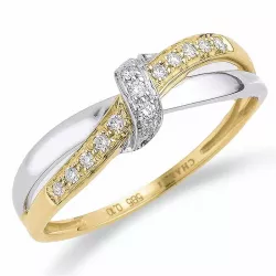 diamant gouden ring in 14 karaat goud-en witgoud 0,10 ct