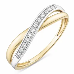 lab grown diamant ring in 9 karaat goud-en witgoud 0,08 ct