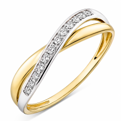 lab grown diamant ring in 9 karaat goud-en witgoud 0,08 ct
