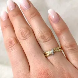 lab grown diamant ring in 9 karaat goud-en witgoud 0,03 ct