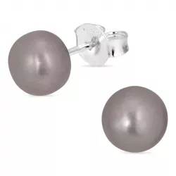 7-7,5 mm grijs parel oorstekers in zilver