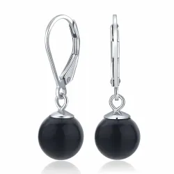 bolletje granaat oorbellen in zilver