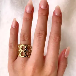 panzer ring in verguld sterlingzilver