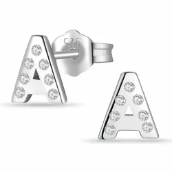 letter a zirkoon oorsteker in zilver - My Letter
