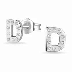 letter d zirkoon oorsteker in zilver - My Letter