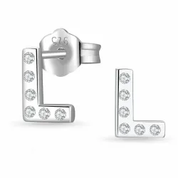 letter l zirkoon oorsteker in zilver - My Letter