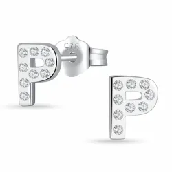 letter p zirkoon oorsteker in zilver - My Letter