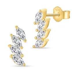 zirkoon oorbellen in verguld zilver