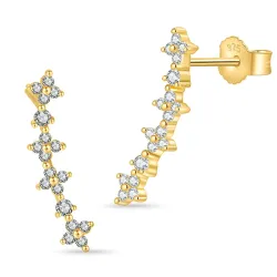 zirkoon oorbellen in verguld zilver