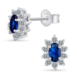 synthetische spinel oorbellen in zilver