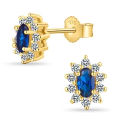 synthetische spinel oorbellen in verguld zilver