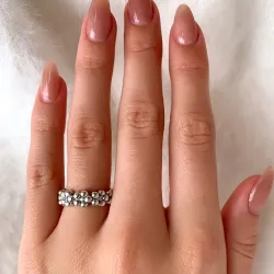 bloem ring in geoxideerd sterlingzilver