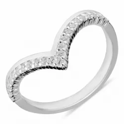 Letter v vorm ring in zilver