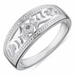 abstract witte zirkoon ring in zilver