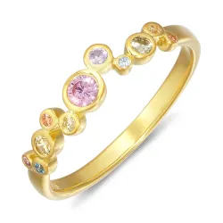 roze zirkoon ring in verguld sterlingzilver - Bubbly Twist