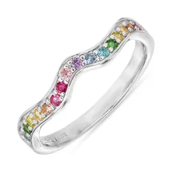 veelkleurig zirkoon ring in zilver