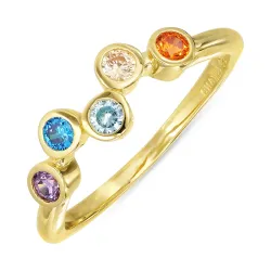 veelkleurig zirkoon ring in verguld sterlingzilver - Bubbly Twist