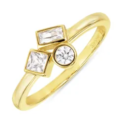 witte zirkoon ring in verguld sterlingzilver