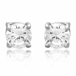 3 mm witte zirkoon oorbellen in zilver