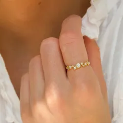 witte zirkoon ring in verguld sterlingzilver - Bubbly Sparkle
