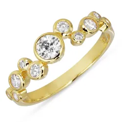 witte zirkoon ring in verguld sterlingzilver - Bubbly Sparkle
