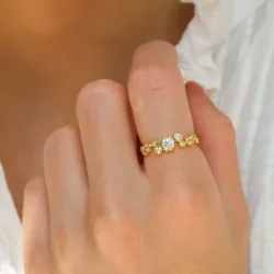 witte zirkoon ring in verguld sterlingzilver - Bubbly Sparkle