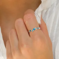 blauwe zirkoon ring in zilver - Bubbly Twist