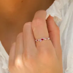 pink zirkoon ring in zilver - Bubbly Twist