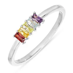 veelkleurig zirkoon ring in zilver