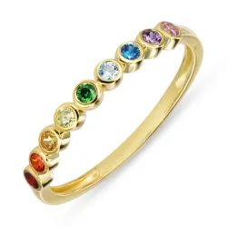 veelkleurig zirkoon ring in verguld sterlingzilver - Bubbly Twist