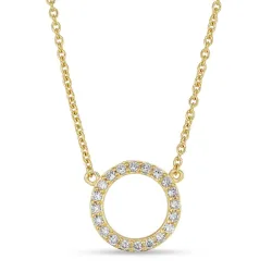 rond zirkoon ketting met hanger in verguld sterlingzilver