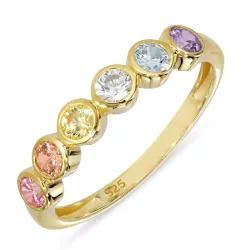 veelkleurig zirkoon ring in verguld sterlingzilver - Bubbly Twist