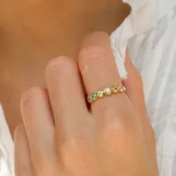 veelkleurig zirkoon ring in verguld sterlingzilver - Bubbly Twist