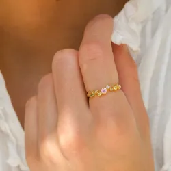 roze zirkoon ring in verguld sterlingzilver - Bubbly Twist