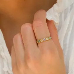 veelkleurig zirkoon ring in verguld sterlingzilver - Bubbly Twist