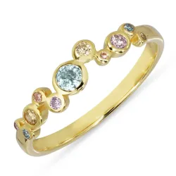 veelkleurig zirkoon ring in verguld sterlingzilver - Bubbly Twist