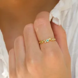 veelkleurig zirkoon ring in verguld sterlingzilver - Bubbly Twist