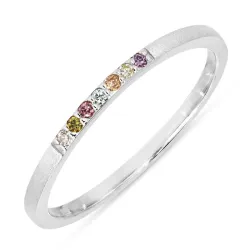 veelkleurig zirkoon ring in zilver