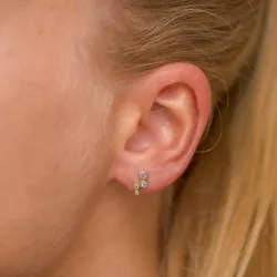 multikleurige zirkoon oorsteker in verguld zilver - Bubbly Twist