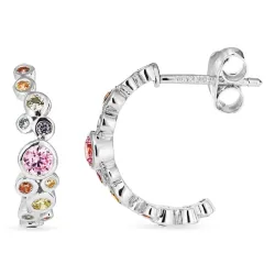 multikleurige zirkoon halfcreool in zilver - Bubbly Twist