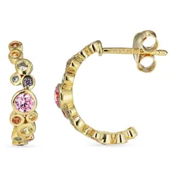 multikleurige zirkoon halfcreool in verguld sterlingzilver - Bubbly Twist