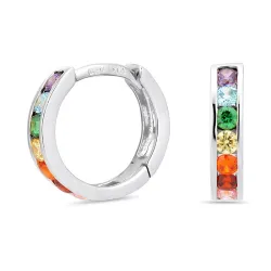 multikleurige zirkoon creool in zilver