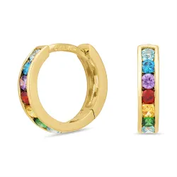 multikleurige zirkoon creool in verguld zilver