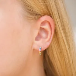 multikleurige zirkoon creool in verguld zilver