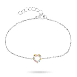 hart veelkleurig zirkoon armband in zilver
