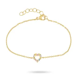 hart veelkleurig zirkoon armband in verguld sterlingzilver